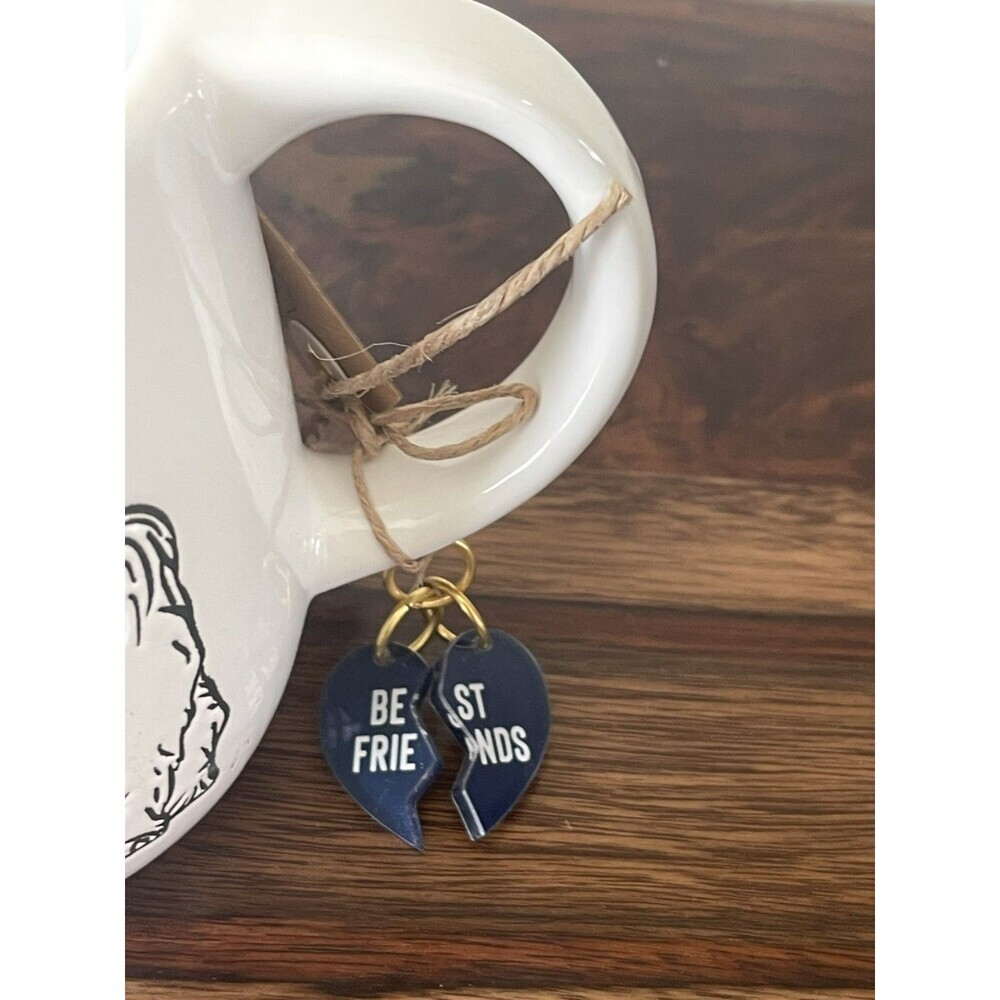NEW! DOG PERSON DOODLE ART MUD PIE BRAND COFFEE MUG - INCLUDES A COLLAR CHARM - Picture 2 of 6